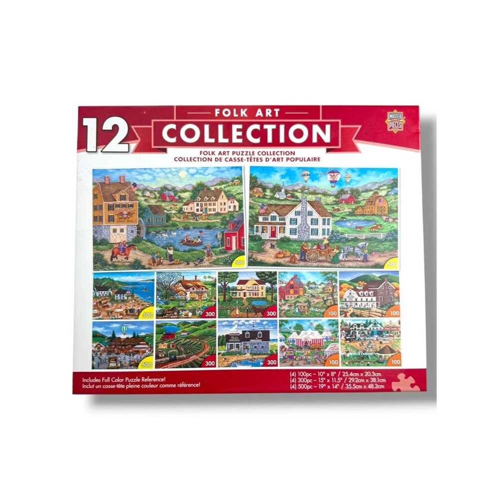 MasterPieces Folk Art Collection 12 Puzzle Set Country Americana